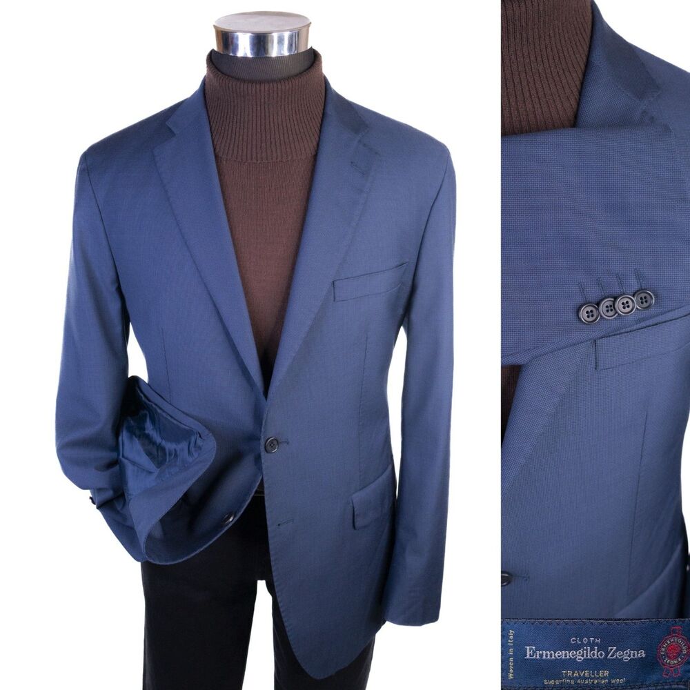 Ermenegildo Zegna TRAVELLER Blazer Sport Coat Sz 42R Australian Wool Blue Jacket
